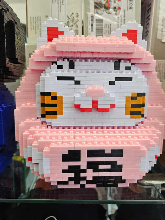 Neko Daruma - Maneki Neko Face - Pink Body